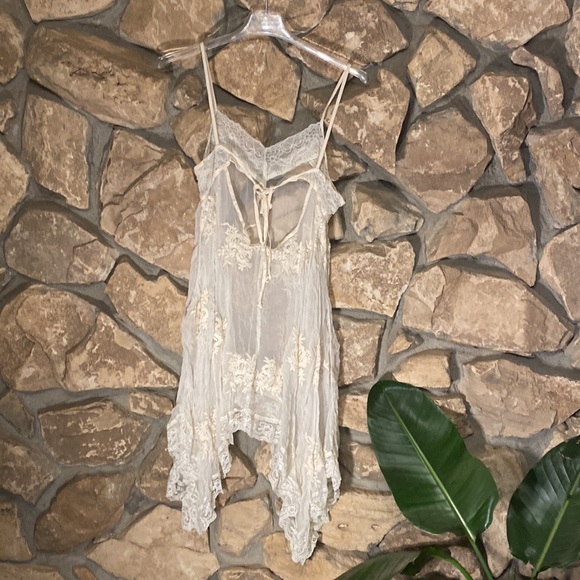 White lace FP sample slip tunic dress. Reserved - Picture 2 of 9